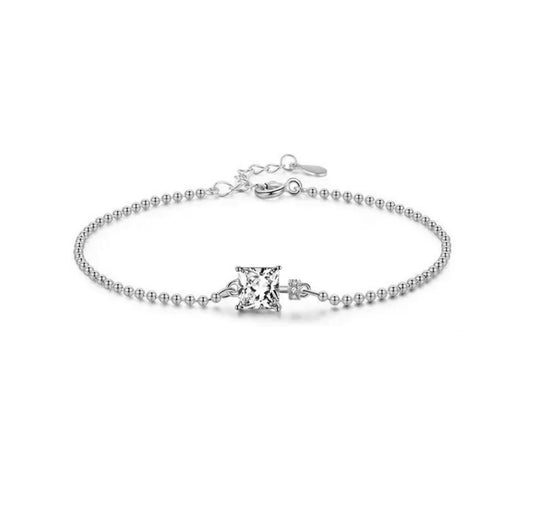 BRATARA CU BILE DIN ARGINT 925 CU PIATRA PATRATA DIN ZIRCONIU