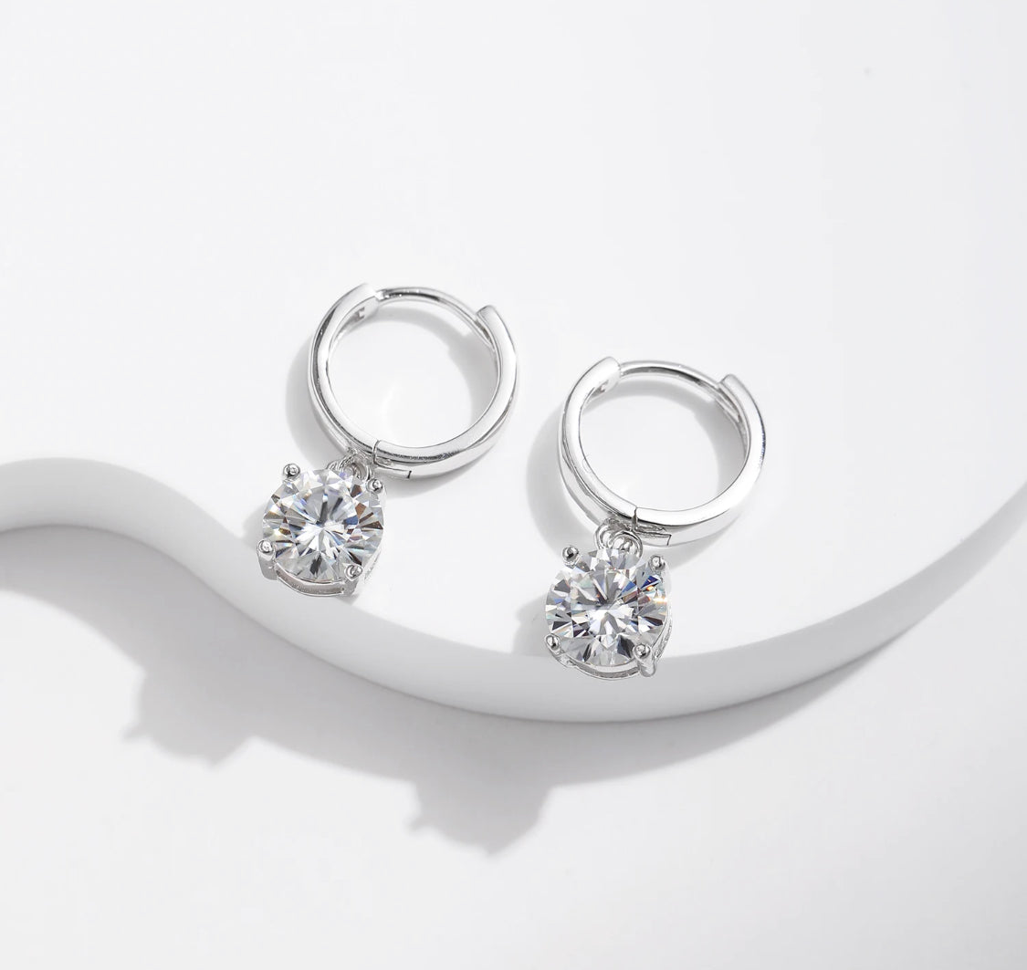 CERCEI DIN ARGINT 925 CU MOISSANITE 1 CT