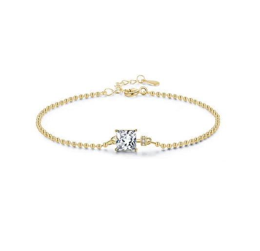 BRATARA CU BILE DIN ARGINT 925 CU PIATRA PATRATA DIN ZIRCONIU