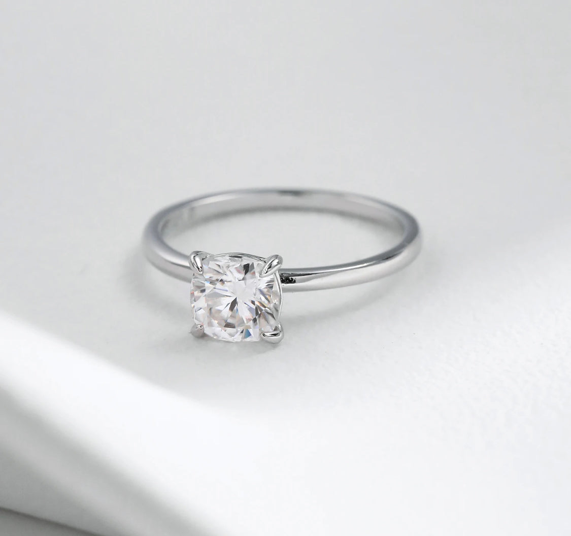 INEL DE LOGODNA DIN ARGINT 925 CU MOISSANITE 1 CT