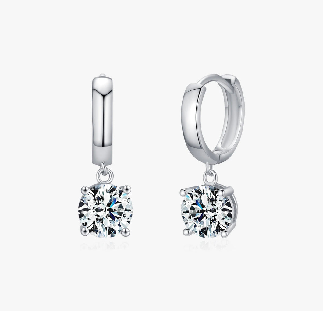 CERCEI DIN ARGINT 925 CU DIAMANTE MOISSANITE 1 CT