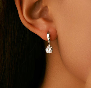 CERCEI DIN ARGINT 925 CU DIAMANTE MOISSANITE 1 CT